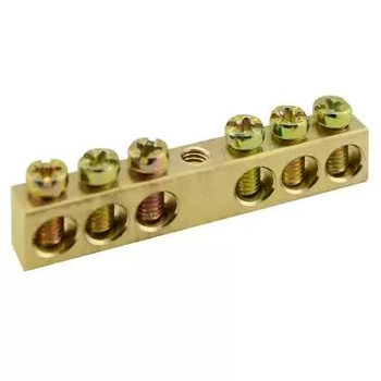 Шина PEN TS-0609C 6х9 6 отверстий крепление по центру Энергия - Электрика, НВА - Щитки и аксессуары для монтажа - Шины нулевые - . Магазин оборудования для автономного и резервного электропитания Ekosolar.ru в Пушкино