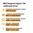 ИБП для котла Энергия Гарант 750 + Аккумулятор Grid 75 Ah 12 v (450Вт - 91мин) - ИБП и АКБ - ИБП для котлов - . Магазин оборудования для автономного и резервного электропитания Ekosolar.ru в Пушкино